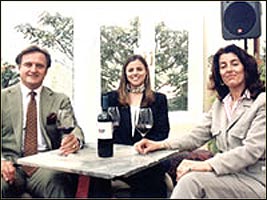 Adelaide Engler and Biondi Santi winemakers Jacopo and Francesca Biondi Santi (Italy)